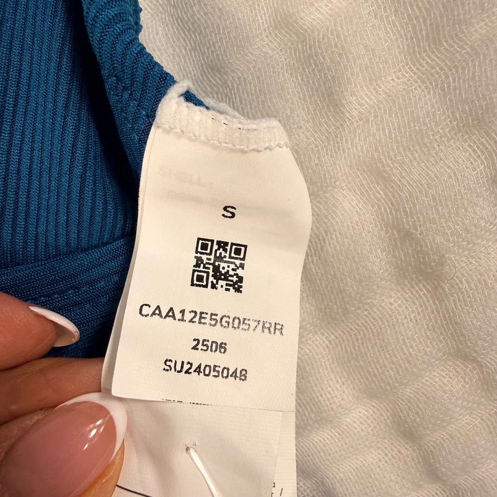Cupshe One Piece Swimsuit S Teal Blue Ribbed Ruched Starfish Charm Cutout Back - Picture 3 of 15